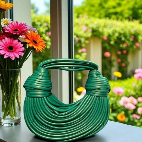 Handwoven Double Knot Noodle Rope PU Leather Jodie Bag - Picture 1 of 4